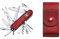VICTORINOX Couteau d'officier Huntsman Lite rouge transparent & Etui cuir pour Couteau Suisse, rouge