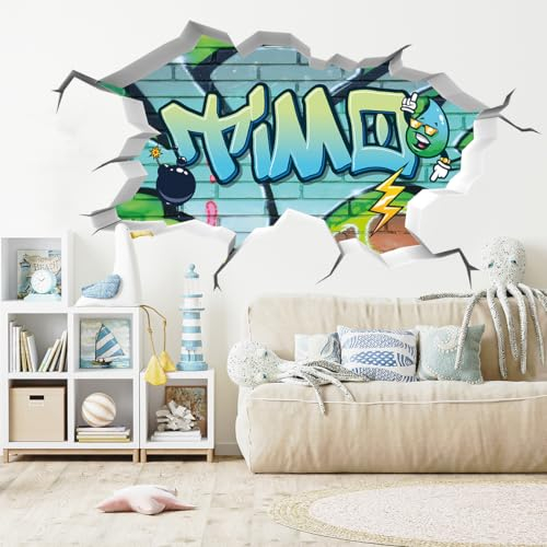 tjapalo® v167 Cooles Wandtattoo Junge Name Wandsticker Jungen Zimmer Wandtattoo Jungen Wandtatoo Kinderzimmer Junge mit Wunschname, Größe: B100xH58cm