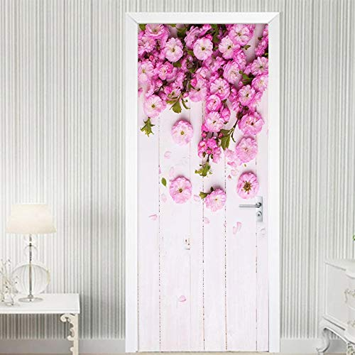 FHKGIUJAD 3D Drucken | Tür Bekleben Mit Türtapete Selbstklebend Lila Mode Blumen | Tür Verschönern Mit Türfolie | Türaufkleber Xxl Türbilder | Türposter Türklebefolie 88X200Cm