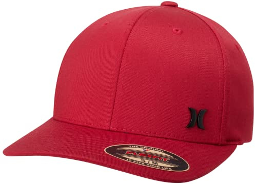 Hurley Herren Baseball Cap Iron Corp Fitted Hat, Gym Red, L/XL