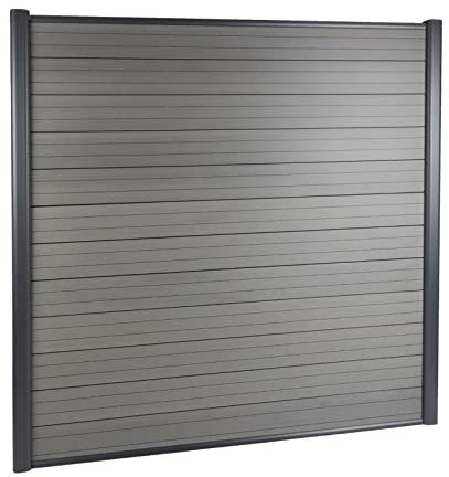 KARAT Clôture de Jardin en WPC ignifuge - Brise-vue avec poteaux en aluminium - Kit complet - Enclos du Jardin Terrasse Garage - Écran d'intimité résistant aux UV et intempéries - Gris 180x180 cm