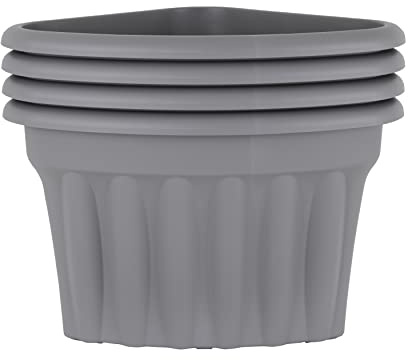 Wham Vista 4 x 40cm Corner Plastic Garden Planters | 100% Recycled Plastic | Weather Resistant & Lightweight | Indoor & Outdoor Use | Drainage in UK - Upcycle Grey