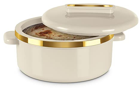 Milton Curve 1500 Inner Stainless Steel Casserole, 1300 ml, Ivory | BPA Free | Food Grade | Easy to Carry | Easy to Store | Chapati | Roti | Curd Maker
