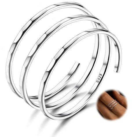 Morfetto Blattringe aus 925er Sterlingsilber, verstellbar, Vintage-Ring für Damen und Herren, breiter Statement-Ring, offen, stapelbar, Daumenringe, Liner