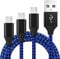 BIBTIM Cavo dati Micro USB, [3 pezzi, 1+2+3M] Cavo da USB-A a Micro USB Cavo di trasmissione dati intrecciato in nylon e cavo di ricarica rapida per Samsung S7 S6 A10, Sony, HTC, LG, Nokia, Kindle ECC