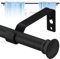 Curtain Poles, Curtain Poles for Eyelet Curtains 76 to 157 cm, 1.6 cm Adjustable Single Curtain Rods with Brackets for Patio, Sliding Glass Door, Living Room, Matte Black
