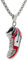 KONFEN Kette Herren Damen mit Anhänger, Rot Schuhe Halskette Wikinger Kette aus Edelstahl für Männer 70cm, Kettenanhänger Edelstahlkette Necklace Pendant Men Ketten Chain Schmuck für Hip Hop Punk