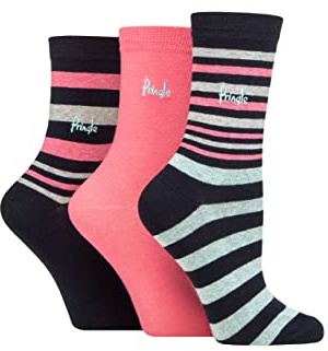 Pringle Ladies Patterned Cotton and Recycled Polyester Socks Pack of 3