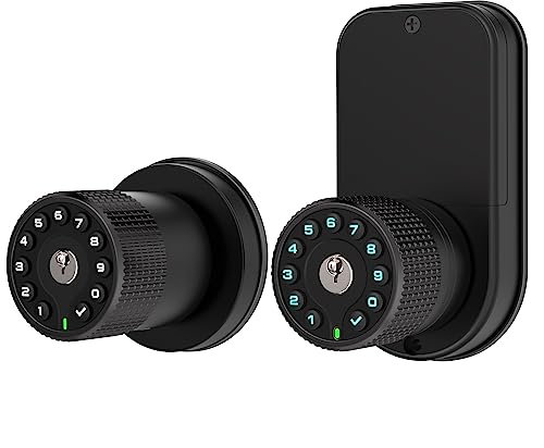 BOTHSTAR Keypad Door Knob with Key,Keyless Entry Door Lock, Code Locks Door Knob, Auto Lock,50 User Code,Easy to Install,for Home,Office,Bedroom,Garage,No Deadbolt, YJ22-BK, Double Sided Matte Black