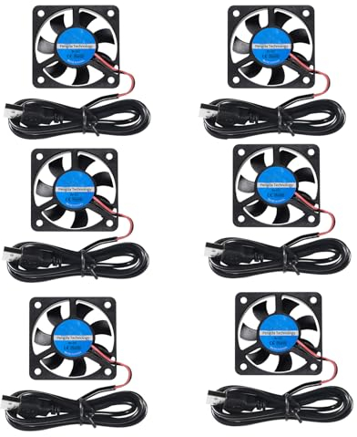 DORHEA 6PCS 5010 USB Cooling Fan DC 5V Brushless Cooling Fan 50 X 50 X 10mm 3D Printer Cooling Fan 50mm with USB Computer Fan CPU Cooler
