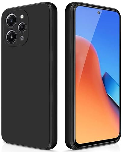 GiiYoon Hülle Kompatibel mit Xiaomi Redmi 12, Hochwertiges Liquid Silicone Case, Rundumschutz Handyhülle, Kratzfestes Weiches Mikrofaserfutter- Schwarz