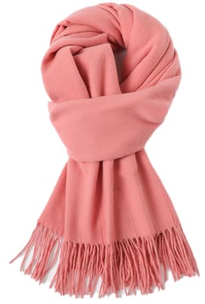 200cm x 68cm Damen Winter Warmer Schal mit Quasten,Fransenschal Pashmina Scarves Fransentücher Damentuch Stola Halstuch für Tägliches Tragen Outdoor Aktivitäten Radfahren Spaziergang,Altrosa