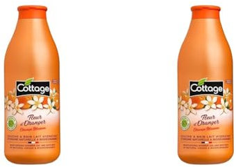 Cottage Gel Douche & Bain Lait Hydratant 97% d'Ingrédients d'Origine Naturelle, 750ml -Fabriqué en France - Fleur d'Oranger (Lot de 2)
