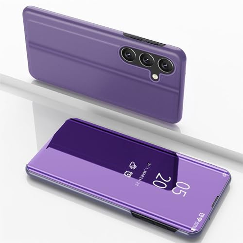 Wigento Für Samsung Galaxy S23 FE 5G View Spiegel Handy Smart Cover Wake UP Funktion Case Violett Blau