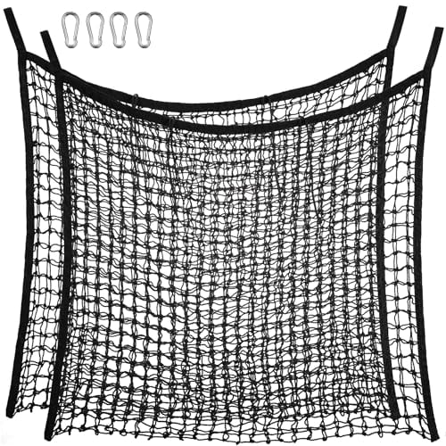 Navaris 2X Heunetz Heusack für Pferde - 60 x 90cm Heutasche - Pferdeheunetz mit 4 Karabinerhaken - Heunetztasche 2 Stück im Set - Füllmenge 8kg - Schwarz