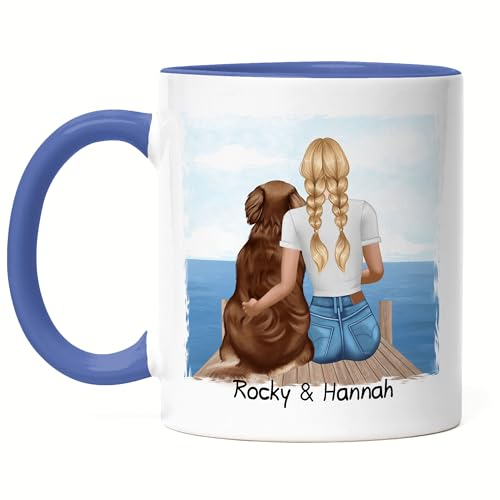 Kiddle-Design Personalisierte Hundemama Tasse Blau | Geschenk für Stolze Hundebesitzerin | Für Hundeliebhaber Dog Dad mit Haustier | Mit Name & Spruch