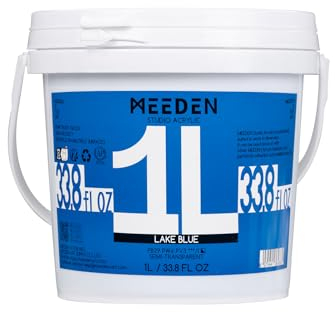 MEEDEN Blau Acrylfarben 1L: Heavy Body Gloss Acryl Farbe für Leinwand Holz Wand Textile, Groß Acrylic Paint - Wasserfest & Ungiftig & Schnelltrocknend - Lasurblau