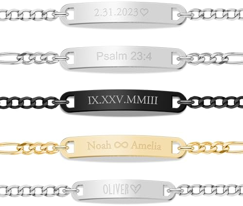 UMAGICBOX Personalisiertes Armband aus Edelstahl - Gravur möglich - Verstellbar - Inklusive Geschenkbox - Eleganter Schmuck für besondere Anlässe. (Men Bracelets)