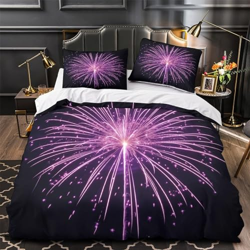 QINGTIANFC Feuerwerk Bettbezug 3D-Druck Erwachsene Flammender Lamborghini Aesthetic Mit Reißverschluss Microfaser Bedding Super King(260x220cm)