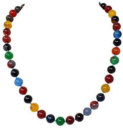 Edelstein Perlenkette Damen | Handgefertigte 10mm Naturstein Heilstein Halskette für Frauen und Mädchen