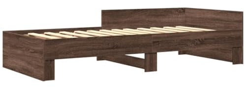 vidaXL Bettgestell, Bettrahmen mit Lattenrost, Bett für Schlafzimmer, Einzelbett Schlafzimmerbett mit Seitengittern, Braun Eichen-Optik 100x200cm Holzwerkstoff