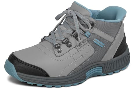 Orthofeet Carmel Orthopädische Damen Wanderstiefel | Wasserdichter Rutschfester Leder Hands-Free Slip-On Mit Profilsohle, Fußgewölbestütze Und Ergonomischer Dämpfung