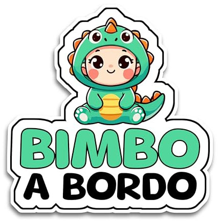 Bimbo a Bordo per Auto, Bambino Dinosauro 16 x 16 cm, Baby on Board Adesivo Auto, Adesivo Bimbo a Bordo per Auto Resistente agli UV e Impermeabile, Bambini Sticker Adesivo Auto