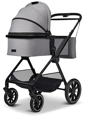 MOON CLICC Stone/Melange, with Tub and Sports Car Seat, up to 22 kg, Foldable with Sports Seat, Including Changing Bag, Footmuff, Rain Cover and Adapter, Collection 2025