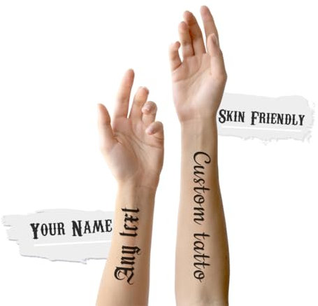 Personalisierte Temporäre Tattoos – Personalisiertes Tattoo mit Ihrem Namen oder einem beliebigen Text – Wasserfeste und Langlebige Fake-Tattoos für Männer und Frauen (SL)