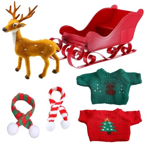 VEQENIFY 6 Stück Deko Schlitten Weihnachten Weihnachtsdeko Schlitten Rentiere Weihnachten Deko Weihnachtsdeko Schlitten mit Rentier Deko Schlitten Weihnachten Klein Weihnachtsmann mit Schlitten Deko
