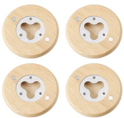 2Pcs/4Pcs Practical Wood Jar Opener Creative Round Beer Opener Elegant Wood Bottle Opener for Parties Gatherings