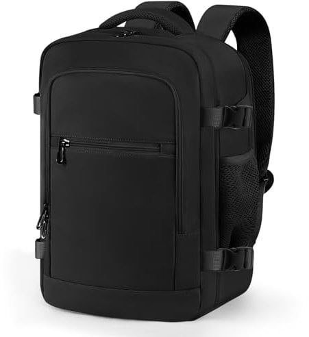 BAHIWOM Handgepäck Rucksack 40x20x25 für Ryanair, 20L Reiserucksack mit 14 Zoll Laptopfach, Trolley Sleeve, Unter Sitz Flugzeug Kabinentasche für Geschäftsreisen, City-Commute, Schwarz‌