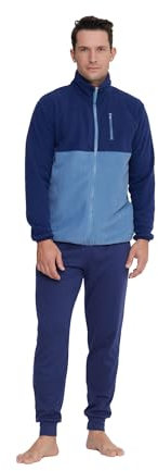 Noidinotte - Pigiama Uomo Danny in Pile con Zip - M Blu