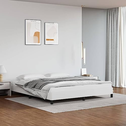 Homgoday Boxspringbett weiß 180x200 cm Kunstleder Bettgestell Modern Bettgestell für Wohnzimmer Schlafzimmer Modell 346917IT