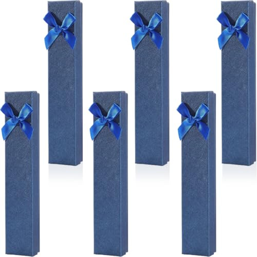 PNPGDYK 6 Stück Schmuck Geschenkschachtel, 21x4x2,2cm Halskette Geschenkbox Rechteckige Schmuckschatulle Karton Schmuckverpackung für Ketten Armbänder Ohrringe (Blau)