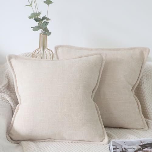 OYIMUA Beige Kissenbezug 50x50 Chenille 2er Set Kissenbezüge Deko Sofakissen Edel Luxus Kuschelkissen Weich Kissenhüllen Wohnzimmer Schlafzimmer