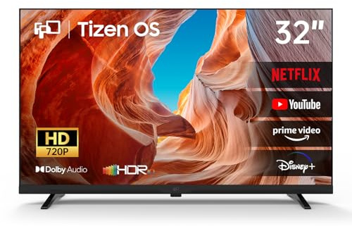 FPD TV Smart TV 32 Elevision con Tizen OS compatibile con Samsung TV Plus, 720 HD TV con Dolby Audio, HDR 10, SmartThings, Miracast, Gaming Hub, controllo vocale, schermo piatto