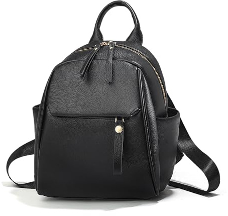NICOLE & DORIS Kleiner Rucksack Damen Elegant Cityrucksack Mini Rucksäcke Wasserdichte Daypack Tagesrucksack Leichter Rucksack mit mehreren Taschen Schwarz