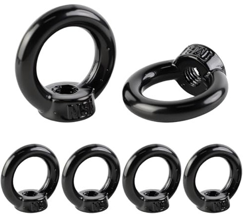 FYting 6 Stück Ringmutter M8,Ringschraube M8,RingöSen,ösenmutter Edelstahl Augenmutter,Ringschrauben zum Heben von Accessoires, Hängenden Blumentöpfen, Schwungregalen, Dekoration (Schwarz)