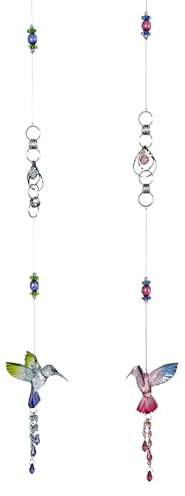formano 2er Set Girlande Kolibri mit silbernen Metall-Elementen kombiniert 68 cm - Fensterdeko Hänger bunt Hängedekoration hängend aus multifarbenem Acryl gefertigt Tiermotiv Geschenk Einzug