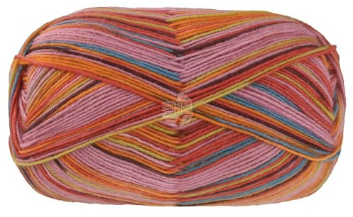 LANA GROSSA Meilenweit Caprese | Sockenklassiker, bedruckt und waschmaschinenfest | Handstrickgarn aus 80% Schurwolle & 20% Polyamid | 100g Wolle zum Stricken & Häkeln | 420m Garn FB 7035