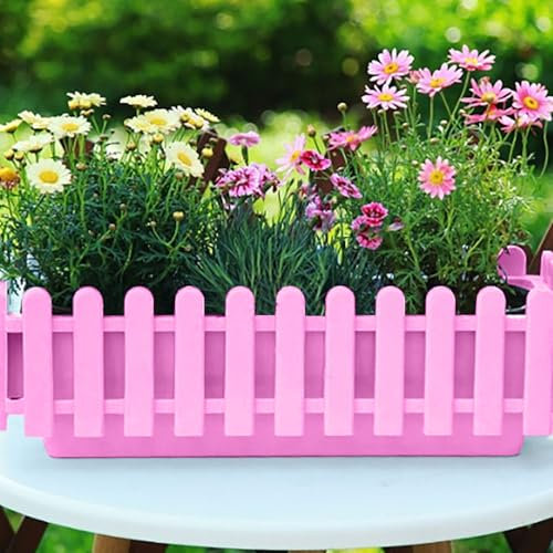 2 Stück Balkonkasten, Geländerkasten Balkon, Pflanzkübel, Blumenkübel, Blumenkasten, Geländer Blumentopf, Balkonkasten, für Garten Hydrokultur Gemüse, für Balkon Zaun Garten Heim Dekor (Rosa)
