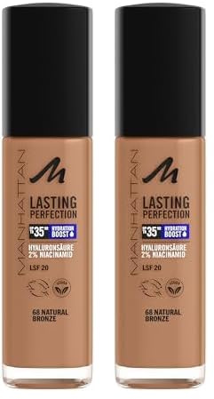 Manhattan Lasting Perfection 35 HR Make-up, ultra-langanhaltendes Flüssig-Make-up, Fb. 68, Natural Bronze (Packung mit 2)