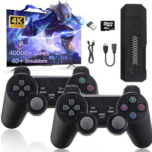 X2 Plus Retro Game Stick - 128 GB, oltre 40.000 giochi precaricati, HDMI 4K, doppi controller wireless, oltre 40 emulatori, Plug-and-Play
