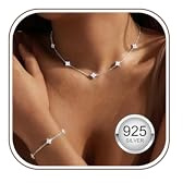 Diamday Kette Silber 925 Damen Halskette Armband Gold Silber Schmuck Set | Verstellbare Choker Kette Armband Set mit Zirkonia Armband Damen Modeschmuck Hochzeit Braut Schmuckset Silber 925