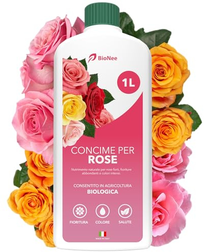 BioNee Concime Biologico per Rose 1L – Nutrimento Naturale per Fioriture Abbondanti e Colori Intensi | Rafforza le Radici e il Profumo dei Fiori | Consentito in Agricoltura Biologica