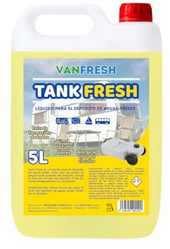 VanFresh Tank Fresh – Líquido para Depósito de Aguas Grises 5L | Elimina Malos Olores, Limpieza y Mantenimiento de Tanques de Autocaravanas, Caravanas y Barcos | Alta Eficacia y Acción Prolongada