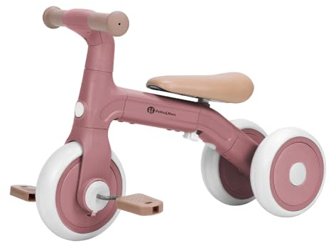 3-in-1 Kinder Laufrad ab 1 Jahr Petite&Mars Bingo – Mit Pedalen, Ultraleicht (2,3 kg), Verstellbar, Fördert Gleichgewicht & Motorik, Erste Fahrrad für Babys 12–36 Monate (Rosa)