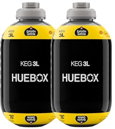 Estrella Galicia Sin Gluten – Pack 2 Barriles de 3L para Tirador HUEBOX, Cerveza Lager Especial 5,5% Vol, Compatibles Solo con HUEBOX, Incluye 1 Cánula Desechable – 6 L