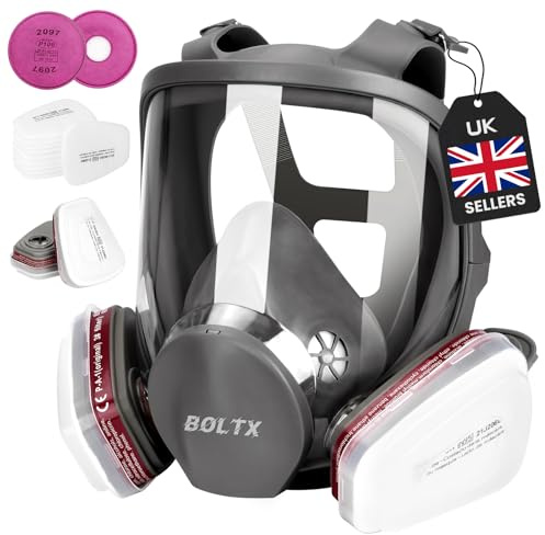 BOLTX Full Face Respirator Mask 6800, Reusable with 2097 Filters for Spray Paint, Chemicals, Dust, Welding, Sanding, Epoxy Resin & More - Anti-Fog & Comfortable Fit